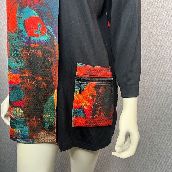 Ali Miles Abstract Top Art To Wear Colorful Basic Womens Size XL Pocket Travel S - Picture 4 of 8